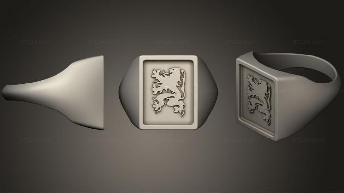 Jewelry rings (Flanders Lion ring, JVLRP_0357) 3D models for cnc